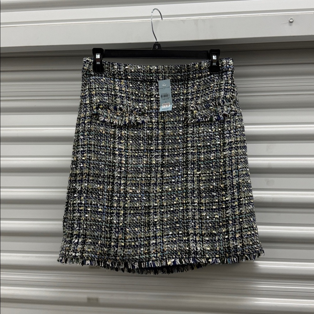 Ann Taylor Tall Shimmer Fringe Tweed A-Line Pocket Skirt - Picture 2 of 6